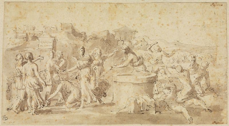 Moses verteidigt die Töchter des Jethro am Brunnen (ca 1645) as a canvas print
