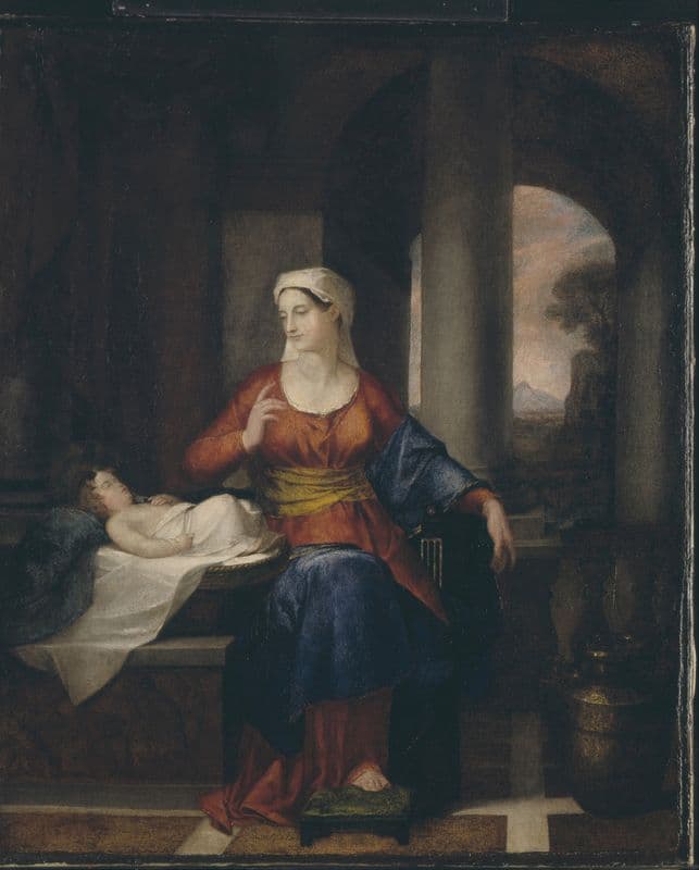 Mother Watching Her Child (1814-1816) as a canvas print