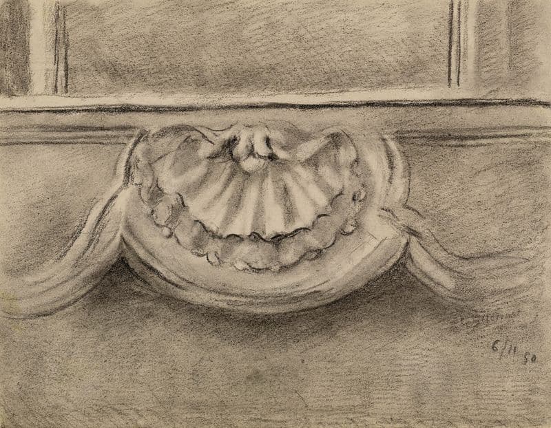 Motif à la coquille d’un décor de cheminée as a canvas print
