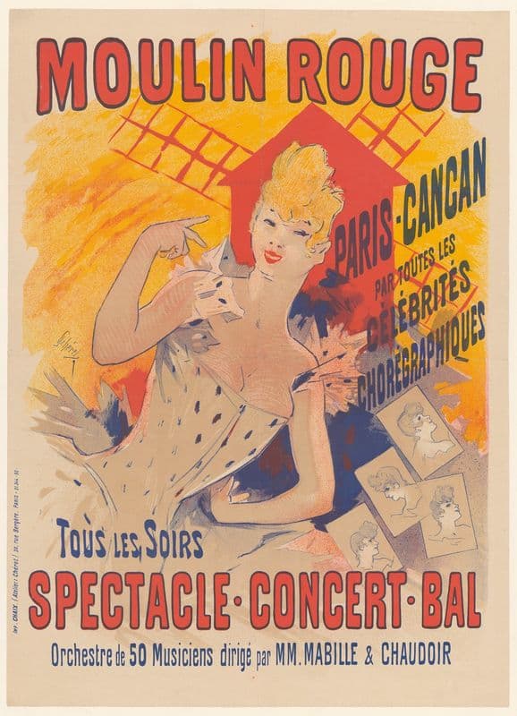 Moulin rouge. Paris-Cancan, par toutes célébrités chorégraphiques. Toutes les soirs, spectacle, concert, bal as a canvas print
