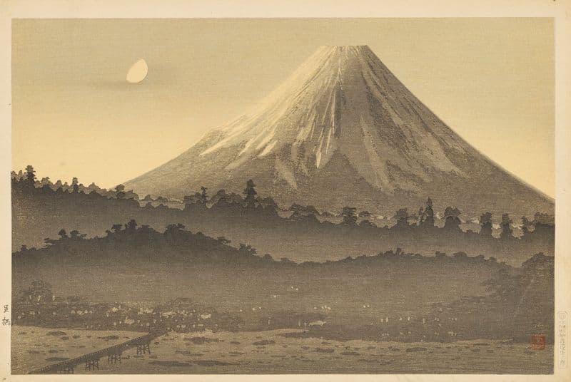 Mount Fuji seen near Tamaho, Dawn as a canvas print