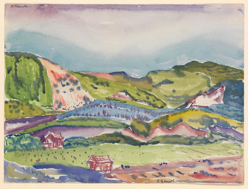 Mountain with Red House (circa 1913) as a canvas print