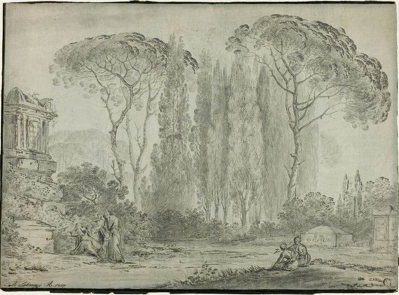 Mourners in a Graveyard as a canvas print