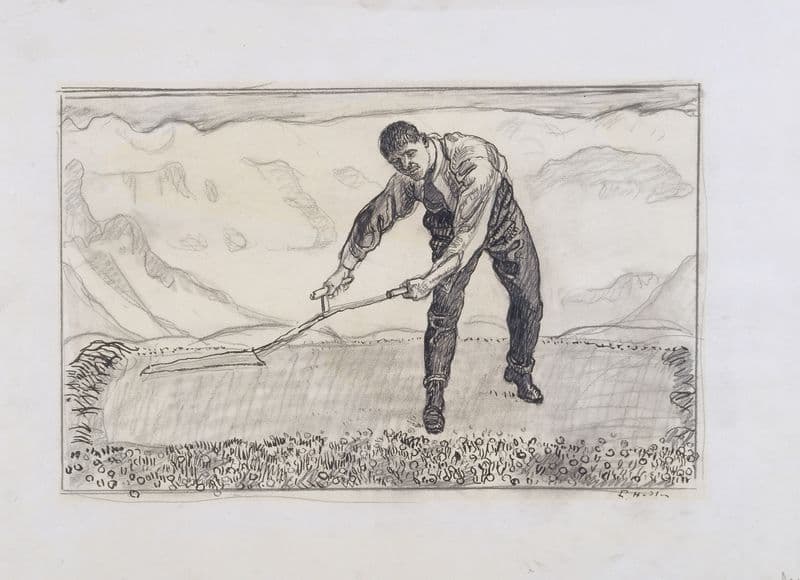 Mower on the field (ca. 1909) as a canvas print