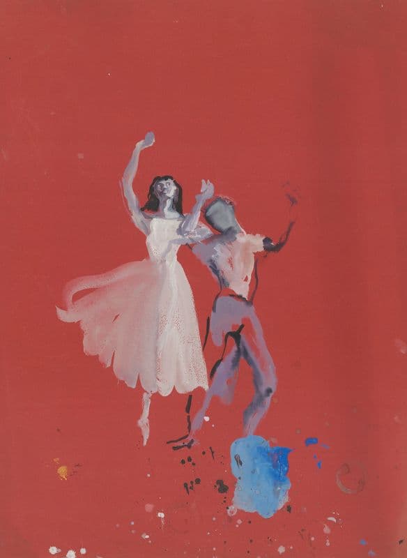 Mozartiana – maquette de costume – couple dansant as a canvas print