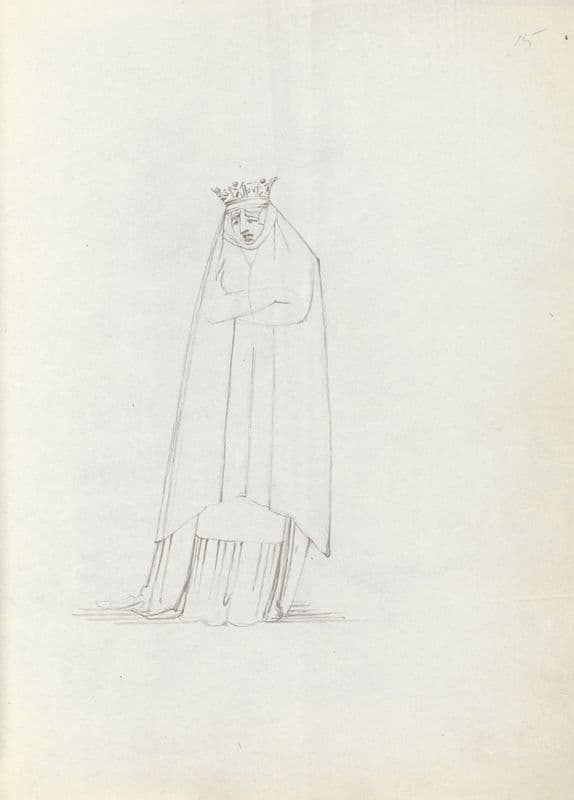 Mrs. Siddons frontal full body with head looking down, with arms folded as a canvas print