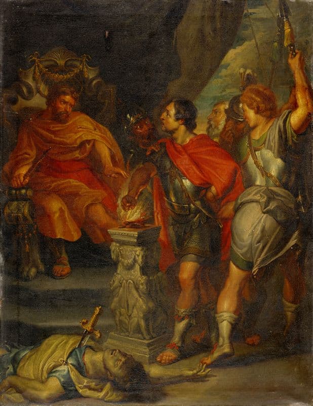 Mucius Scaevola before Porsenna as a canvas print