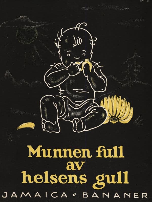 Munnen full av helsens gull ; Jamaica-bananer as a canvas print