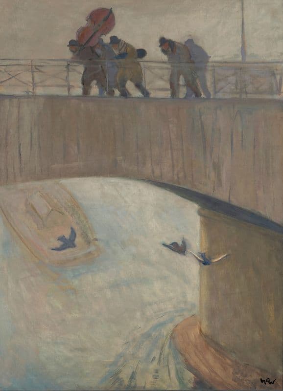 Musicians on the bridge as a canvas print