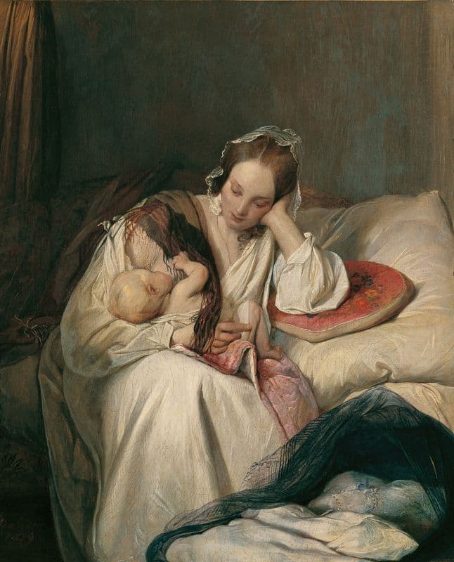 Mutterliebe (Die Gattin des Künstlers mit Kind) as a canvas print