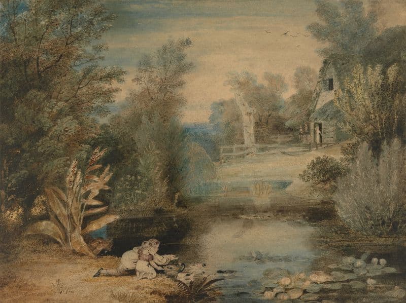 My Father Feeding Ducks, Drawn by His Father (ca. 1805) as a canvas print