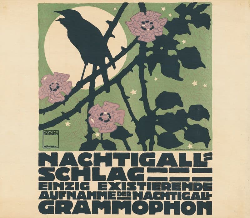 Nachtigallschlag. Einzig existierende Aufnahme der Nachtigall Grammophon as a canvas print