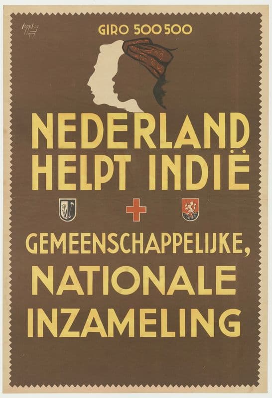 Nederland helpt Indië. Gemeenschappelijke, Nationale inzameling. Giro 500500 as a canvas print