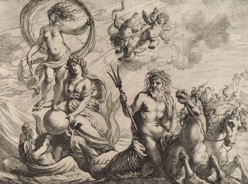 Neptune with Two Horses on the Sea as a canvas print
