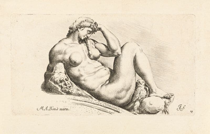 Night lying on a stone arch (1666-1671) as a canvas print