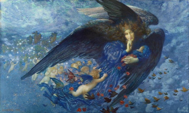 Night With Her Train Of Stars as a canvas print