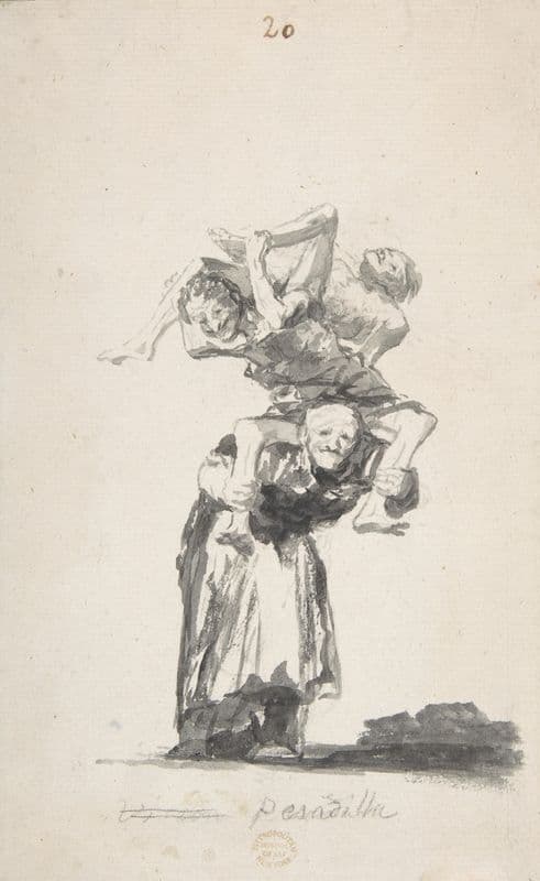 ‘Nightmare’; an old woman carrying figures on her back (ca.1819–23) as a canvas print