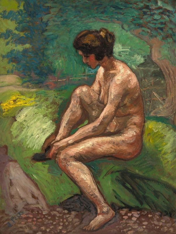 Nu au bord de la rivière as a canvas print