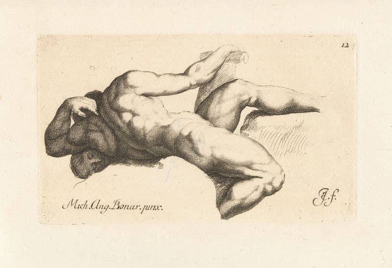 Nude man lying on his left side (1666-1671) as a canvas print