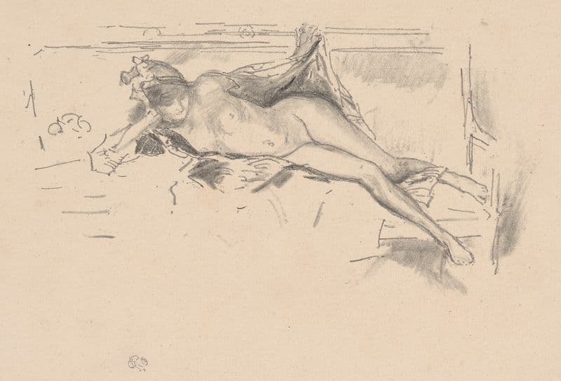 Nude Model Reclining as a canvas print