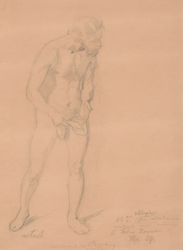 Nude Study for a Figure of an Italian in the Painting ‘The Upbringing of Sigismund Augustus’ as a canvas print