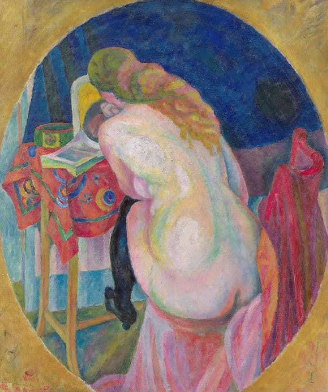 Nude woman reading as a canvas print