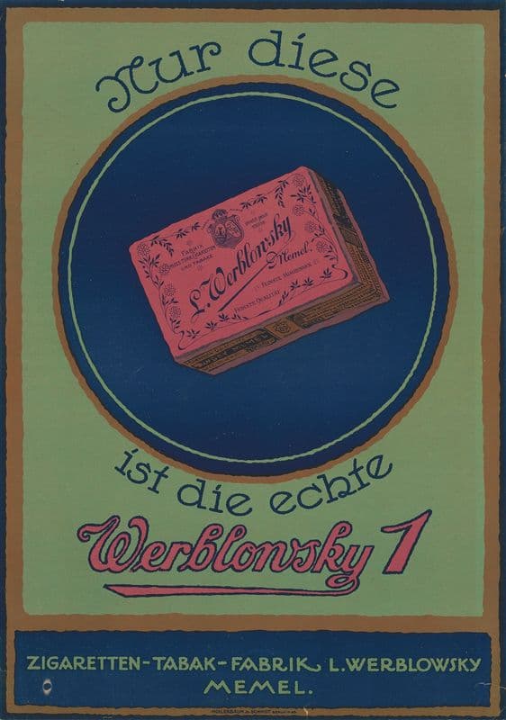 Nur diese ist die echte Werblonsky 1 Zigaretten-Tabak-Fabrik L. Werblonsky Memel (ca. 1889 - 1914) as a canvas print