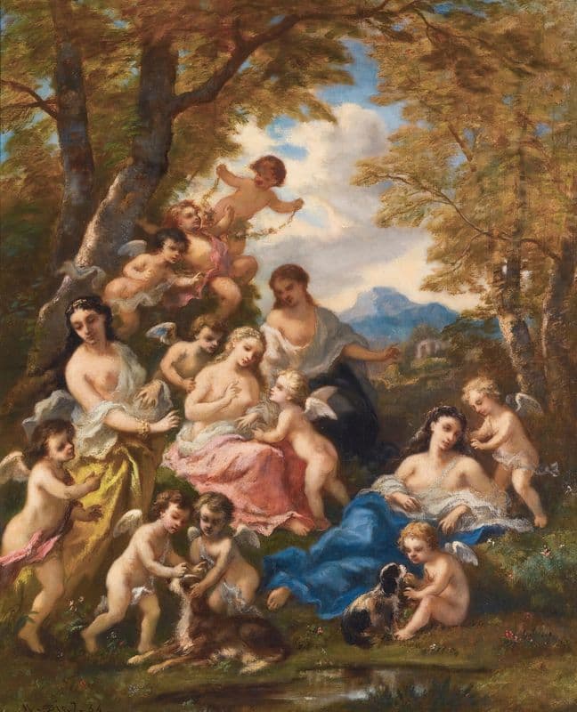 Nymphes Et Amours as a canvas print