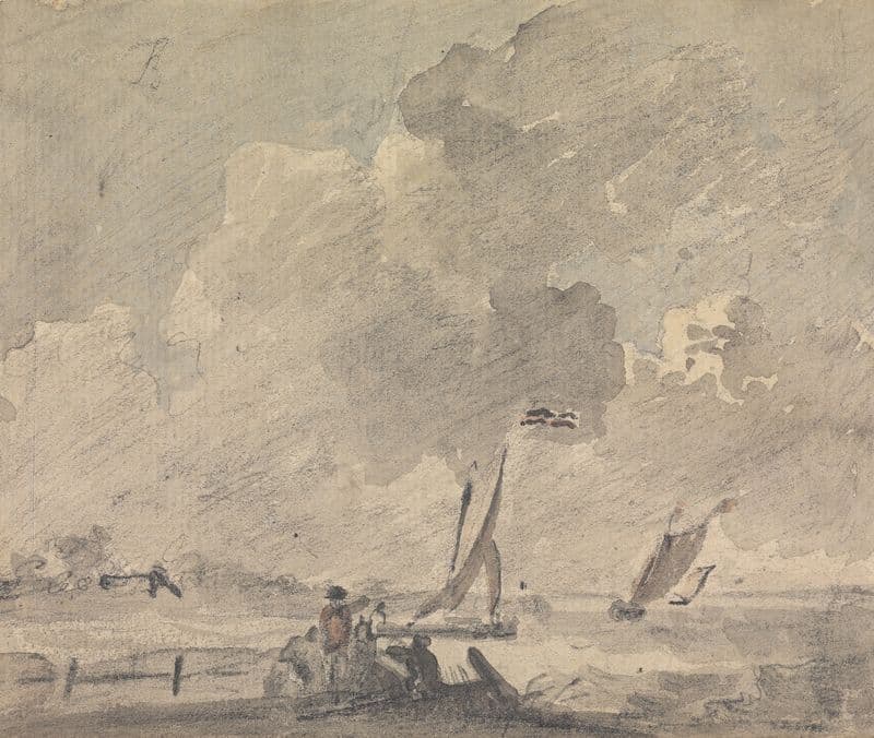 Observing Sailboats From the Shore as a canvas print