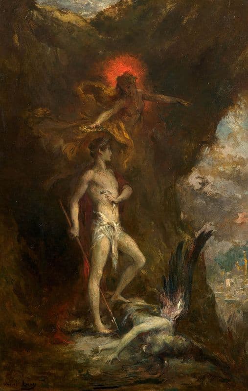Oedipus conquers the Sphinx as a canvas print