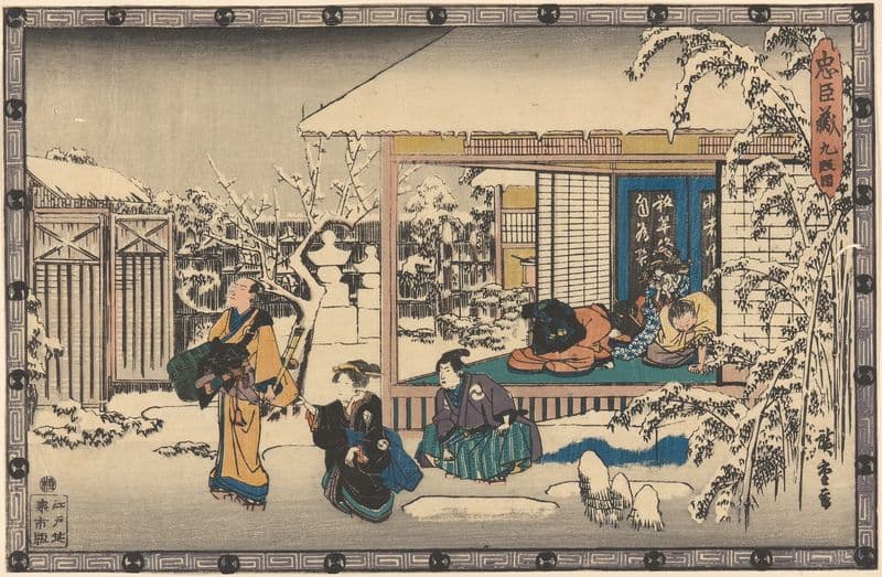 Oishi Leaving Home in Snow (19th century) as a canvas print