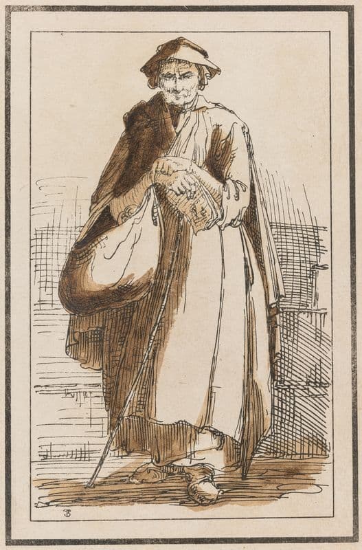 Old Woman in Cloak with Clasped Hands as a canvas print
