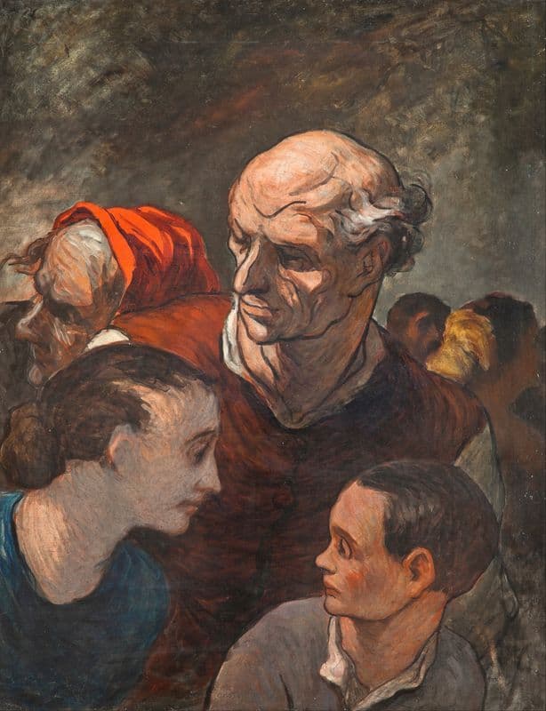 On The Barricades (Family On The Barricades) as a canvas print