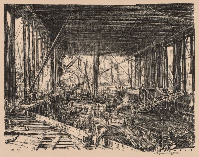 On the Clyde, 1917-1918; The Floor of the Train Ferry (1917–1918) as a canvas print
