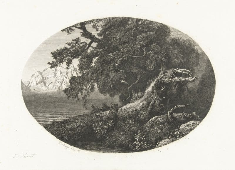 Ontwortelde boomstam aan de kust (1854-1856) as a canvas print