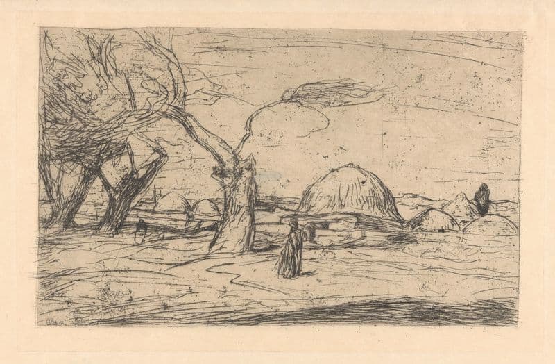 Oosters landschap met bebouwing (1877 - 1932) as a canvas print