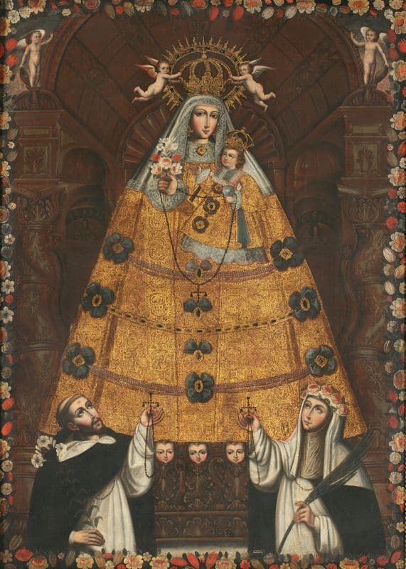 Our Lady of the Rosary with Saint Dominic and Saint Rose (ca. 1750) as a canvas print