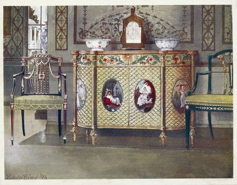 Painted commode and chairs (1910 - 1911) as a canvas print