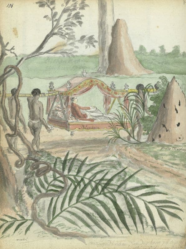 Palankijn met dragers as a canvas print