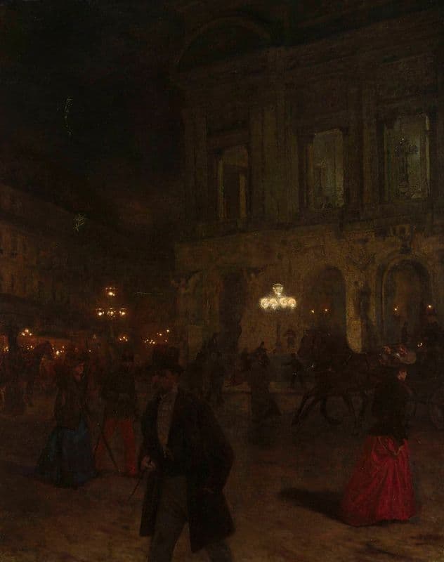 Paris Opera at night as a canvas print