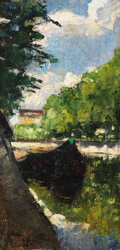Partie am Landwehrkanal Berlin as a canvas print