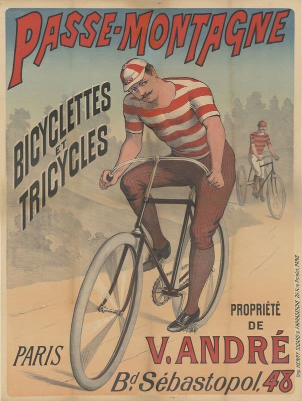 Passe – Montagne, bicyclettes et tricycles. Propriété de V. André. Paris, Boulevard Sébastopol, 48 as a canvas print