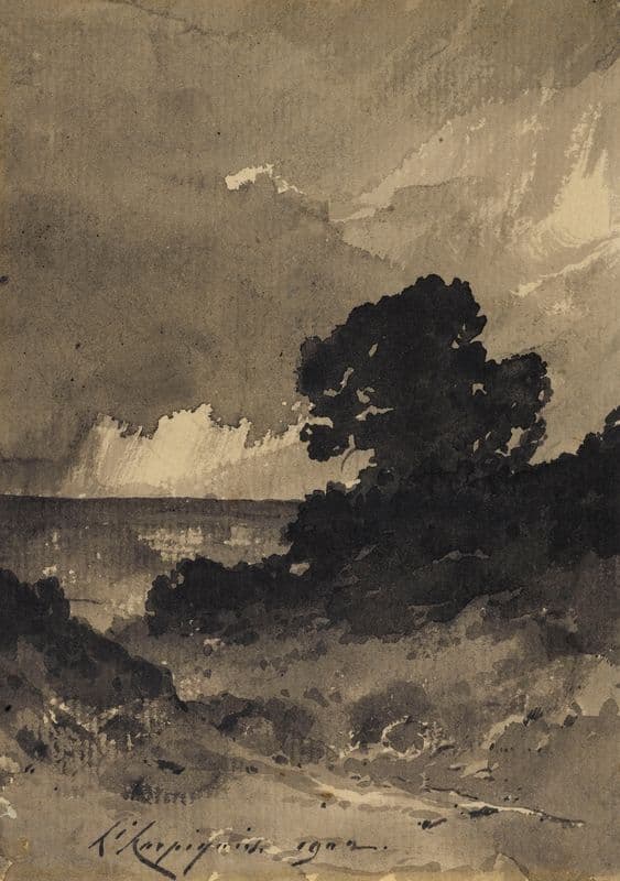 Paysage nuageux au bord de la mer as a canvas print
