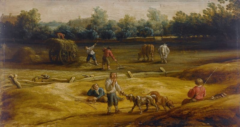 Peasants harvesting as a canvas print
