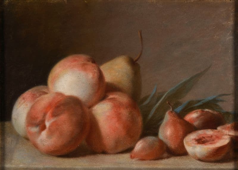Pêches et poires as a canvas print