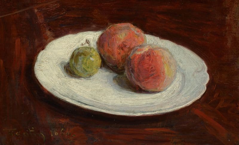 Pêches et prune as a canvas print