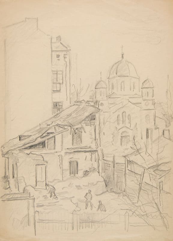 Pejzaż miejski z kościołem (1930 - 1944) as a canvas print