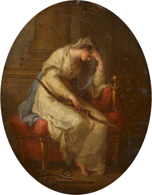 Penelope weeping over Ulysses’s bow as a canvas print