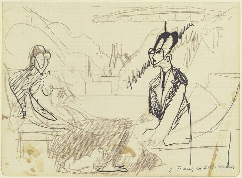 People on the deck chair (ca. 1935) as a canvas print