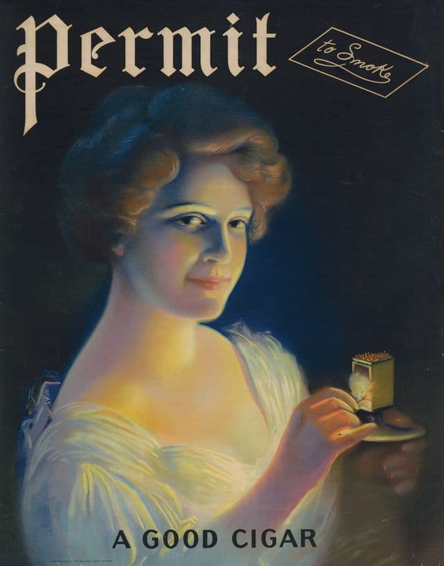 Permit to smoke, a good cigar as a canvas print